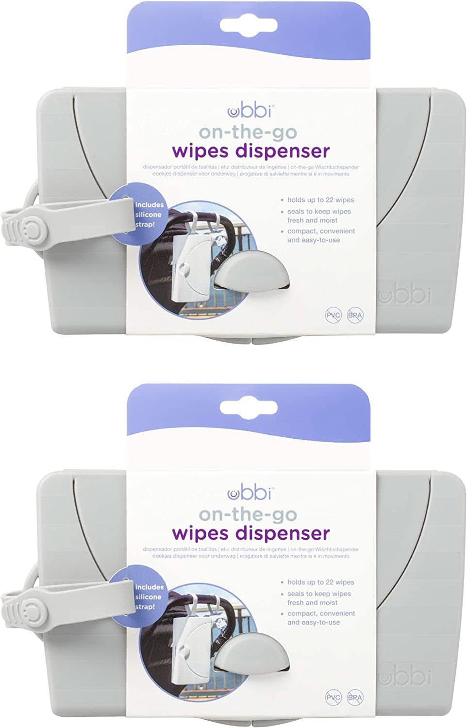 Uchwyt na chusteczki Ubbi on-the-Go Prezent dla niemowląt, szare chusteczki nawilżane dla niemowląt Naty Shop