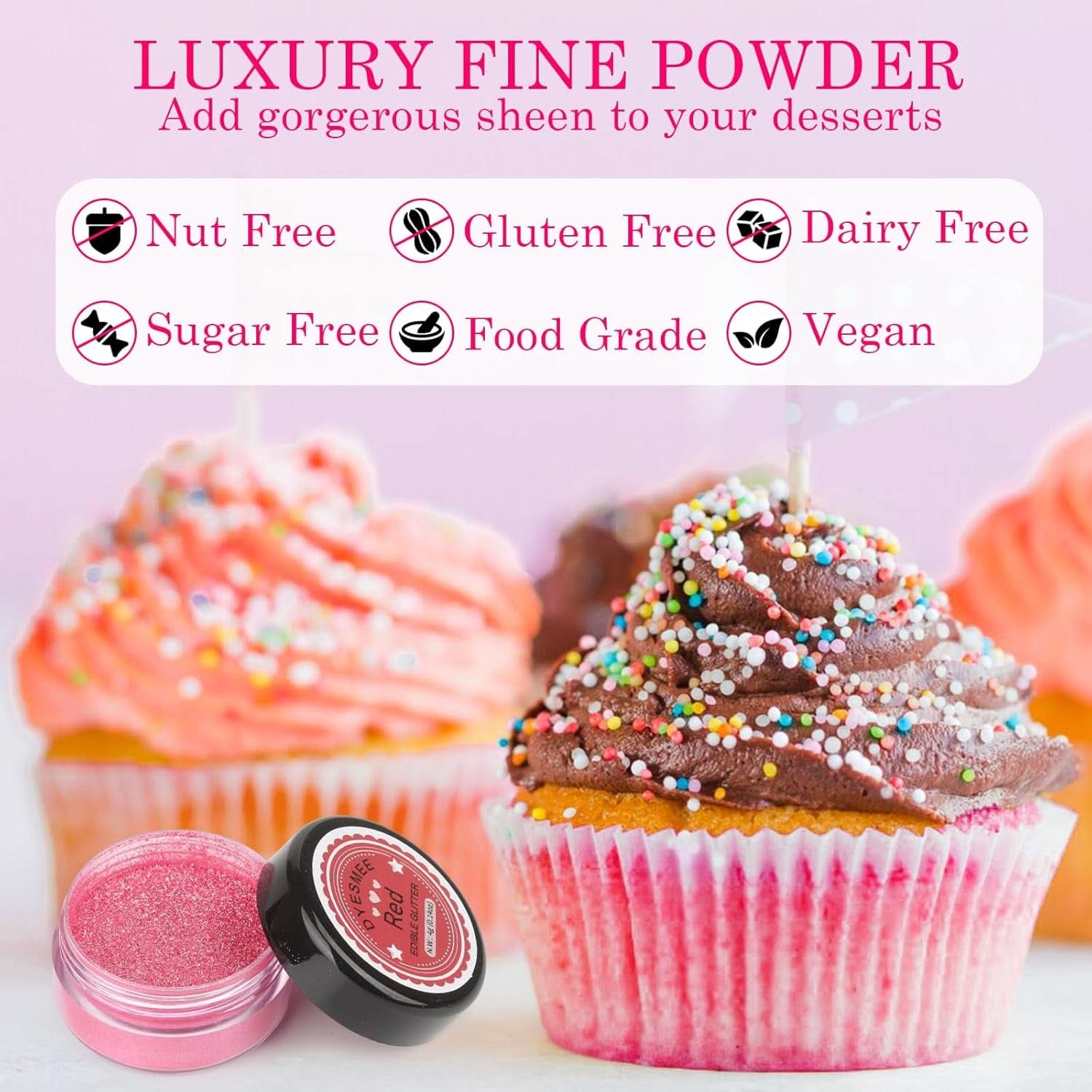 Brokat jadalny, Zestaw 4 lub 6 odcieni kolorów, 4 gramy na produkt Glitter Naty Shop