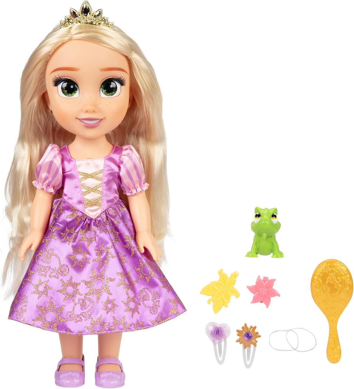 Păpușa cântătoare Disney Princess Rapunzel 35 cm, cântă „I See The Light”, include accesorii pentru mai multă distracție, perfectă pentru fetițe cu vârsta de 3 ani și peste, violet