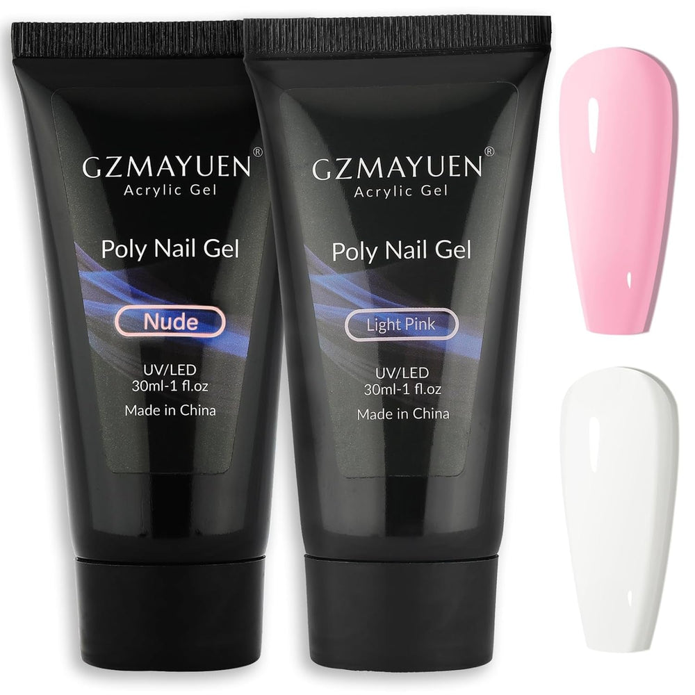 GZMAYUEN Soluție alunecătoare pentru unghii Poly Nail 30 ml * 2 Gel alunecător pentru extensii de unghii Poly Extension Gel Lichid - Soluție alunecătoare ușoară DIY cu pensulă