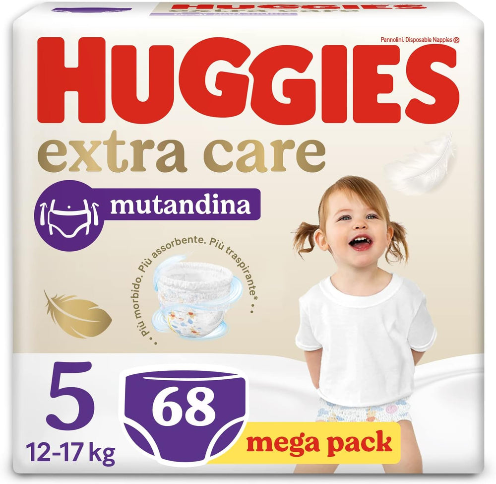 Pieluchy Huggies Extra Care, ultrachłonne, rozmiar 5 (12-17 kg), 68 sztuk