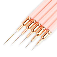 Nail Art Liner-Pinsel 5-Teiliges Gel-Nagellack-Malerei-Nagel-Punkt-Zeichnungs-Werkzeug Für Lange Linien Kunst-Design-Stift-Set Metallgriff Nail-Art-Design-Pinsel Für Frauen