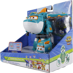 Super Wings EU770447 - Transformacja Tino i Peta, transformacja figurki zabawki ok. 14,5 cm i zwierzątko o wysokości ok. 4,3 cm, dla dzieci powyżej 3 roku życia Figurki Naty Shop