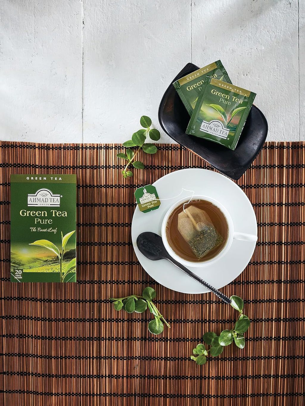Ahmad Tea - Ceai verde - Pliculețe de ceai ambalate individual, cu aromă sigilată, cu 2 g de ceai per porție - 20 pliculețe de ceai cu bandă (pachet cu 2)