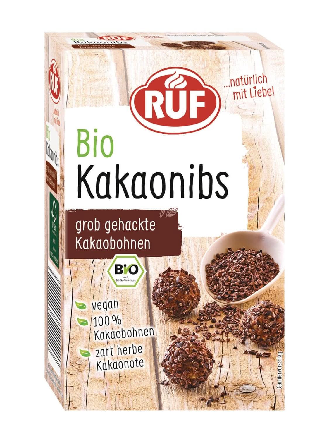 RUF kakao w proszku organicznej jakości, 125 gramów Kakao i gorąca czekolada Naty Shop Stalówki kakaowe 150 gramów