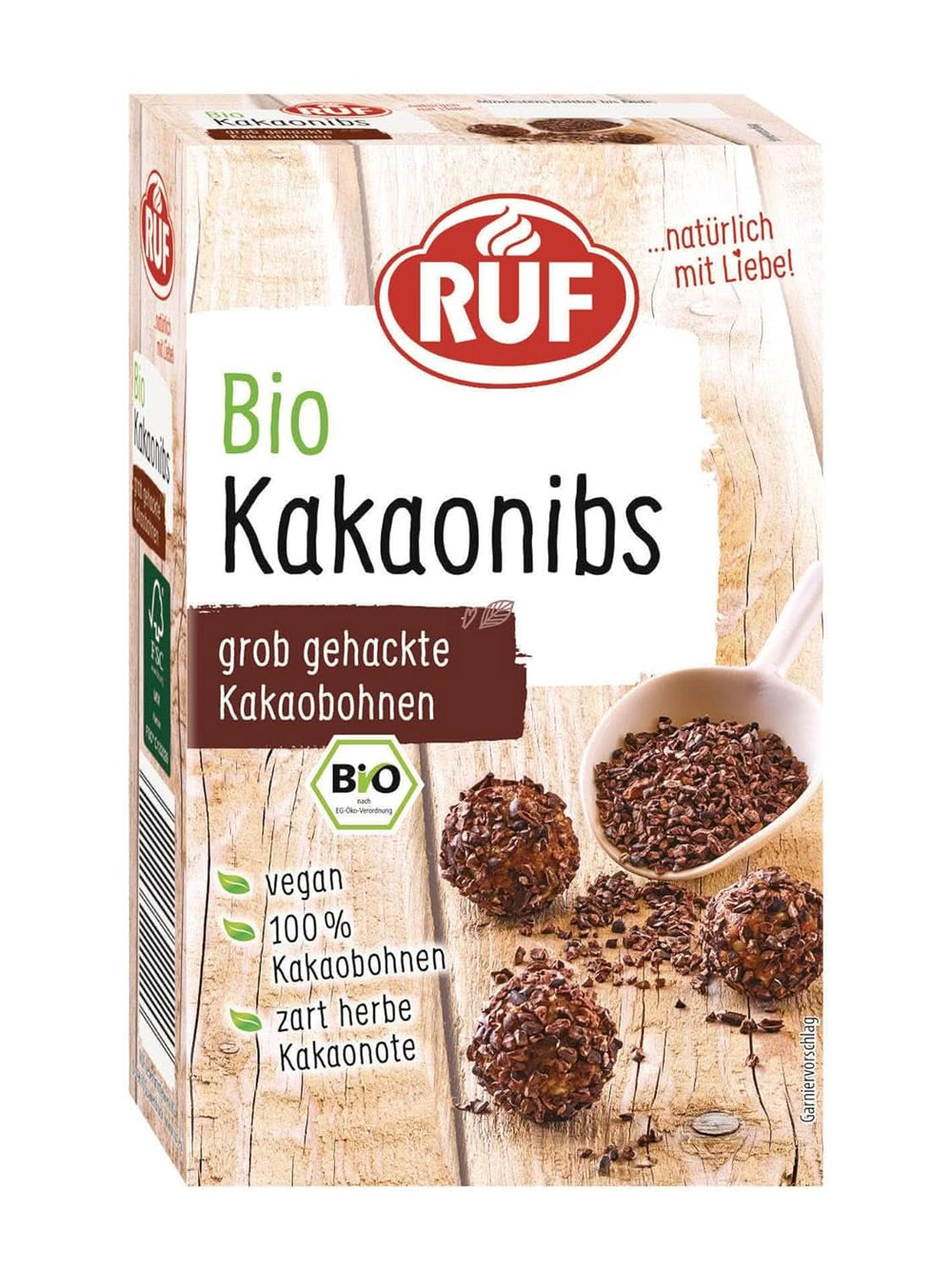 RUF kakao w proszku organicznej jakości, 125 gramów Kakao i gorąca czekolada Naty Shop Stalówki kakaowe 150 gramów