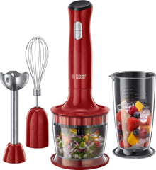 Mikser stojący Russell Hobbs [3 w 1: Pürierstab/Zerkleinerer, Mixer- i Schneebesenaufsatz] Desire Rot (bez Bpa i Spülmaschinenfestes Zubehör, Für Smoothie, Suppen Saucen, Joghurt Babynahrung) 24700-56 Kitchen Naty Shop Rot Mittel