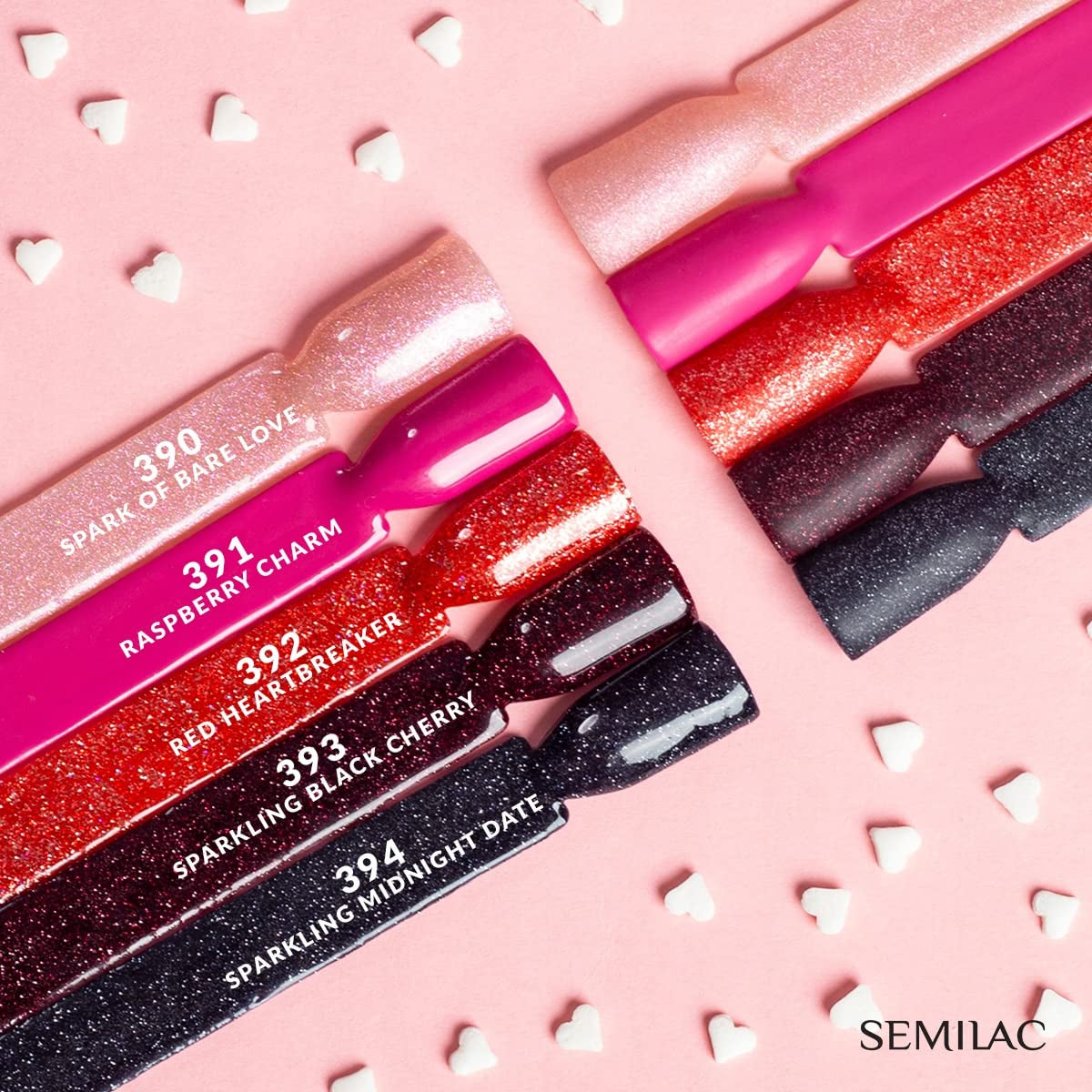 Lakier UV do paznokci Semilac 394 Sparkling Midnight Date 7 ml - Ciemne nocne niebo z efektem brokatu - Kolekcja Love Is In The Nails