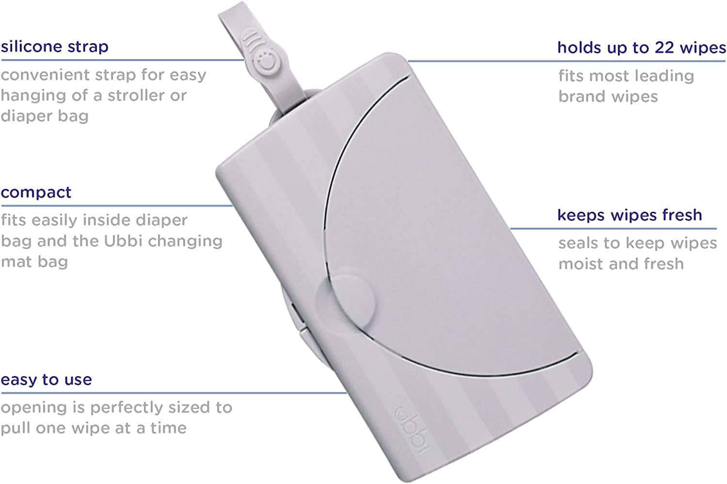 Uchwyt na chusteczki Ubbi on-the-Go Prezent dla niemowląt, szare chusteczki nawilżane dla niemowląt Naty Shop