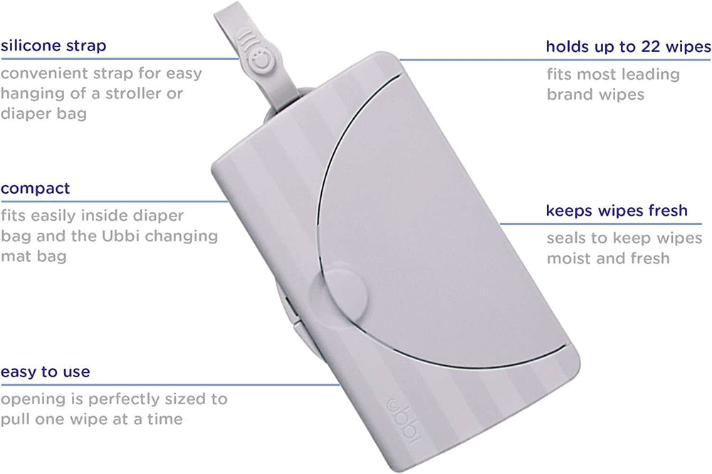 Uchwyt na chusteczki Ubbi on-the-Go Prezent dla niemowląt, szare chusteczki nawilżane dla niemowląt Naty Shop