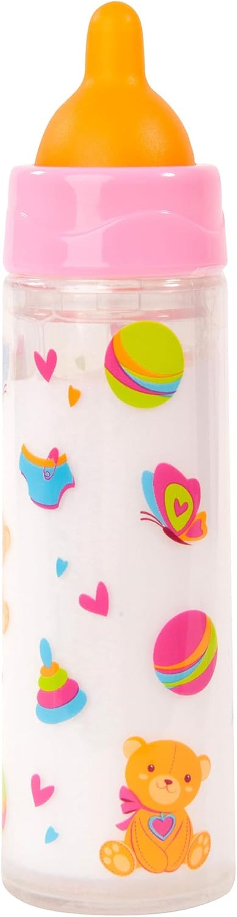 Bayer Design 79201AE Sticlă Magică, Sticlă de Lapte, Sticlă de Băut, Accesoriu pentru Păpuși, Alb și Portocaliu