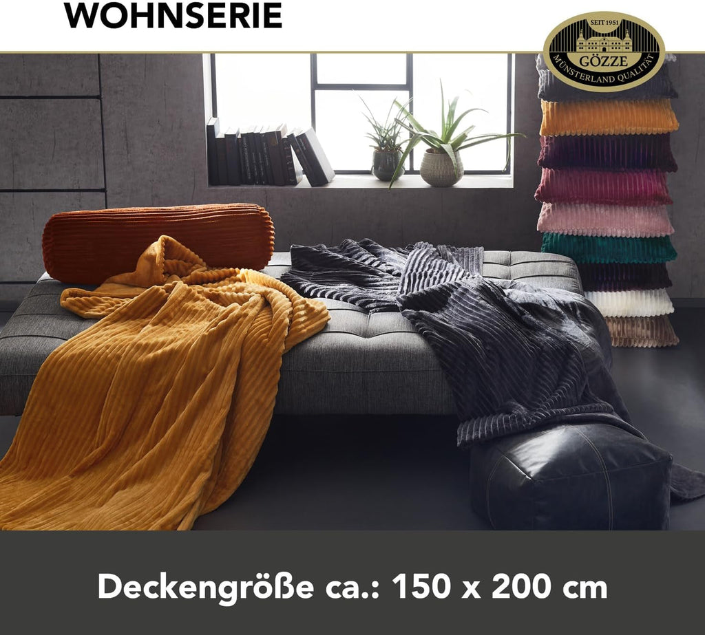 Gözze - Pătură confortabilă și moale în aspect corduroy, 1620G/bucata, 150 X 200 Cm - scorțișoară Paturi si Cuverturi Besuche den GÃ¶zze-Store