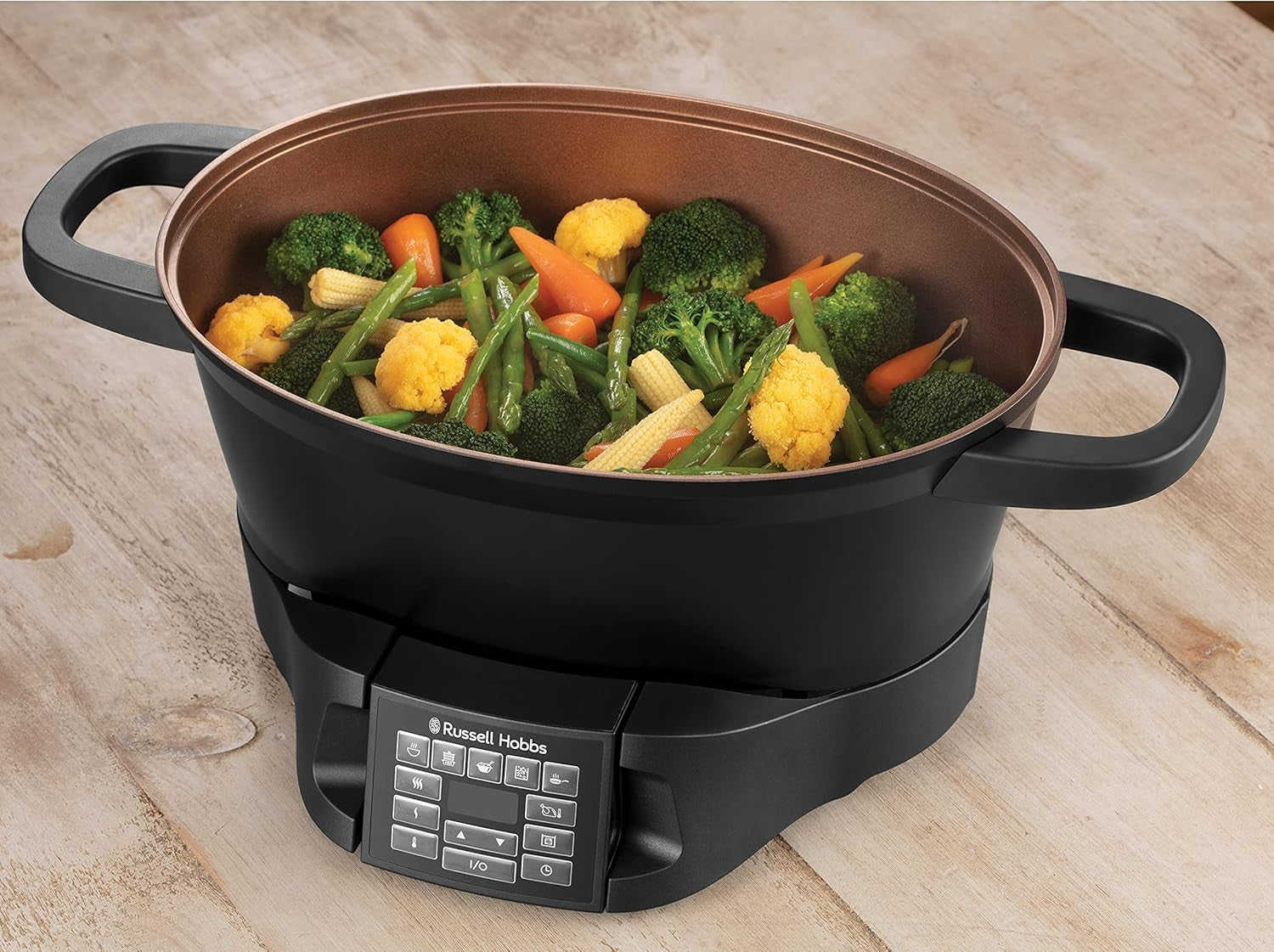 Multicooker Russell Hobbs 6,5L, wyświetlacz cyfrowy, 8 funkcji gotowania Wolnowar Naty Shop