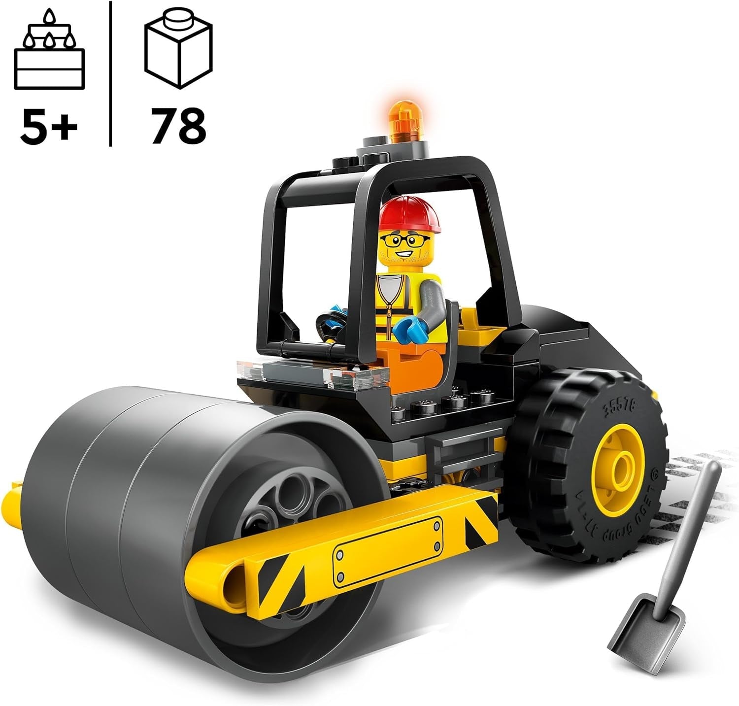 LEGO City walec budowlany dla 5-letnich dzieci walec parowy z minifigurką pracownika budowlanego pomysłowa zabawa dla chłopców i dziewcząt mały zabawny prezent 60401 zestawy konstrukcyjne Besuche den LEGO-Store