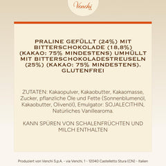 Venchi - Chocoviar w kostkach 75% - Praliny z nadzieniem „Cuor di Cacao”, ekstra ciemna czekolada i granulat Chocoviar 75% - opakowanie zbiorcze 1 kg - Wegańskie - Bezglutenowe