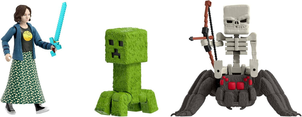 Mattel Minecraft Story Set cu 4 figurine de acțiune și 3 accesorii, Encounters In The Overworld Set, inspirat de un film Minecraft, jucărie de colecție, JFR70 Action figures Naty Shop