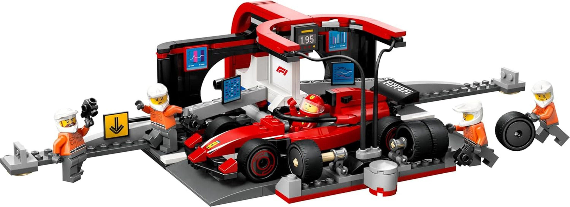 LEGO City Pit Stop F1 z zespołem i Ferrari Speedster - Zestaw pit stopu Formuły 1 z 1 kierowcą wyścigowym i 4 mechanicznymi minifigurkami - Zabawkowy samochód wyścigowy dla chłopców i dziewcząt w wieku 6+ - 60443 Zestawy do budowania Beuche den LEGO-Store