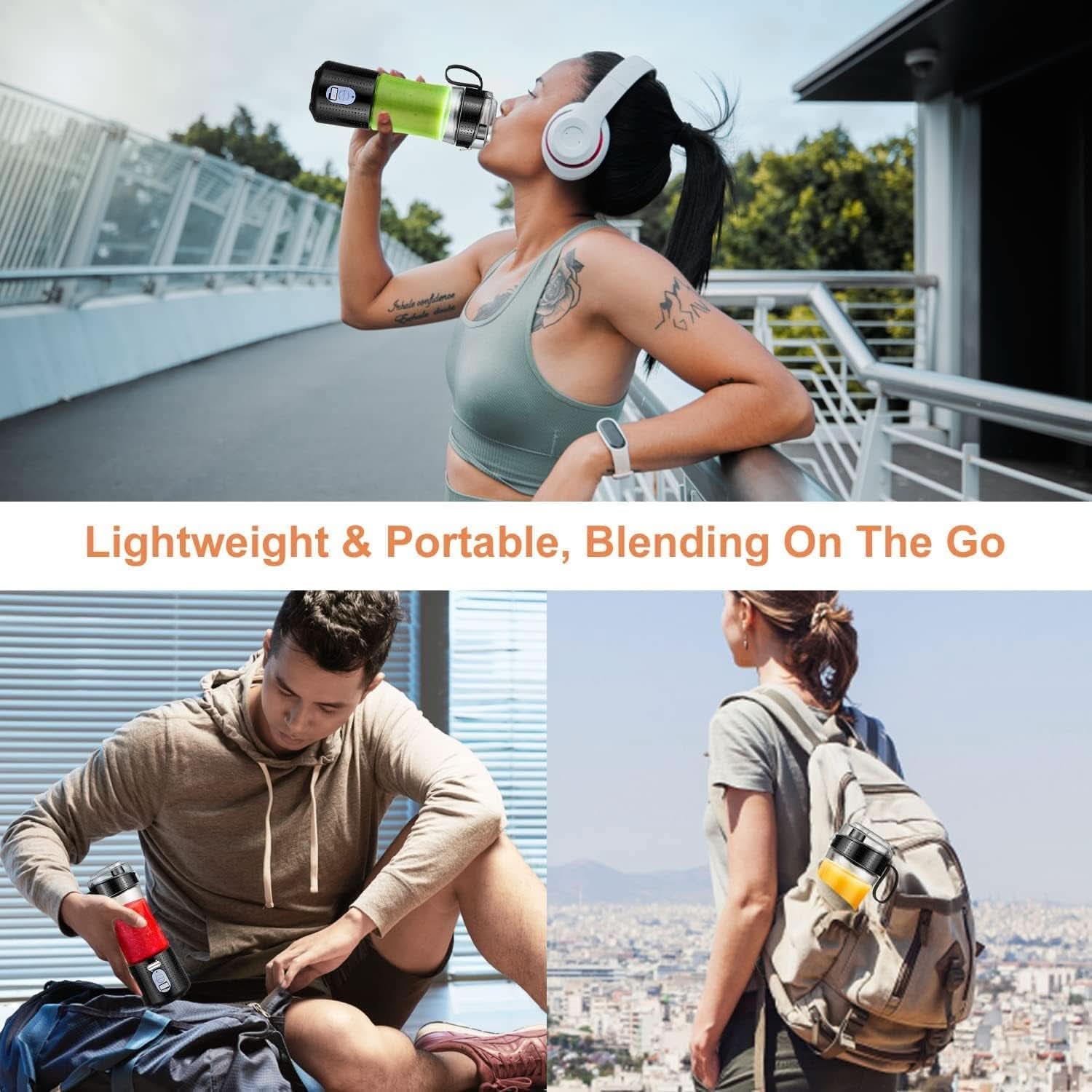 Topesct Tragbarer Mixer, Smoothie Maker to Go – Mobilny mikser stojący/Elektrischer Mini Saftmixer Sechs Klingenin 3D-Anordnung Für Hervorragendes Mixen, 13Oz USB Wiederaufladbarer Juicer (Schwarz) Kitchen Naty Shop