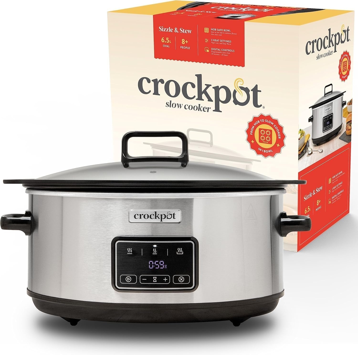 Cyfrowa powolna kuchenka Crock-Pot Timeselect, 5,6 litra (7 osób) Wolnowar Naty Shop
