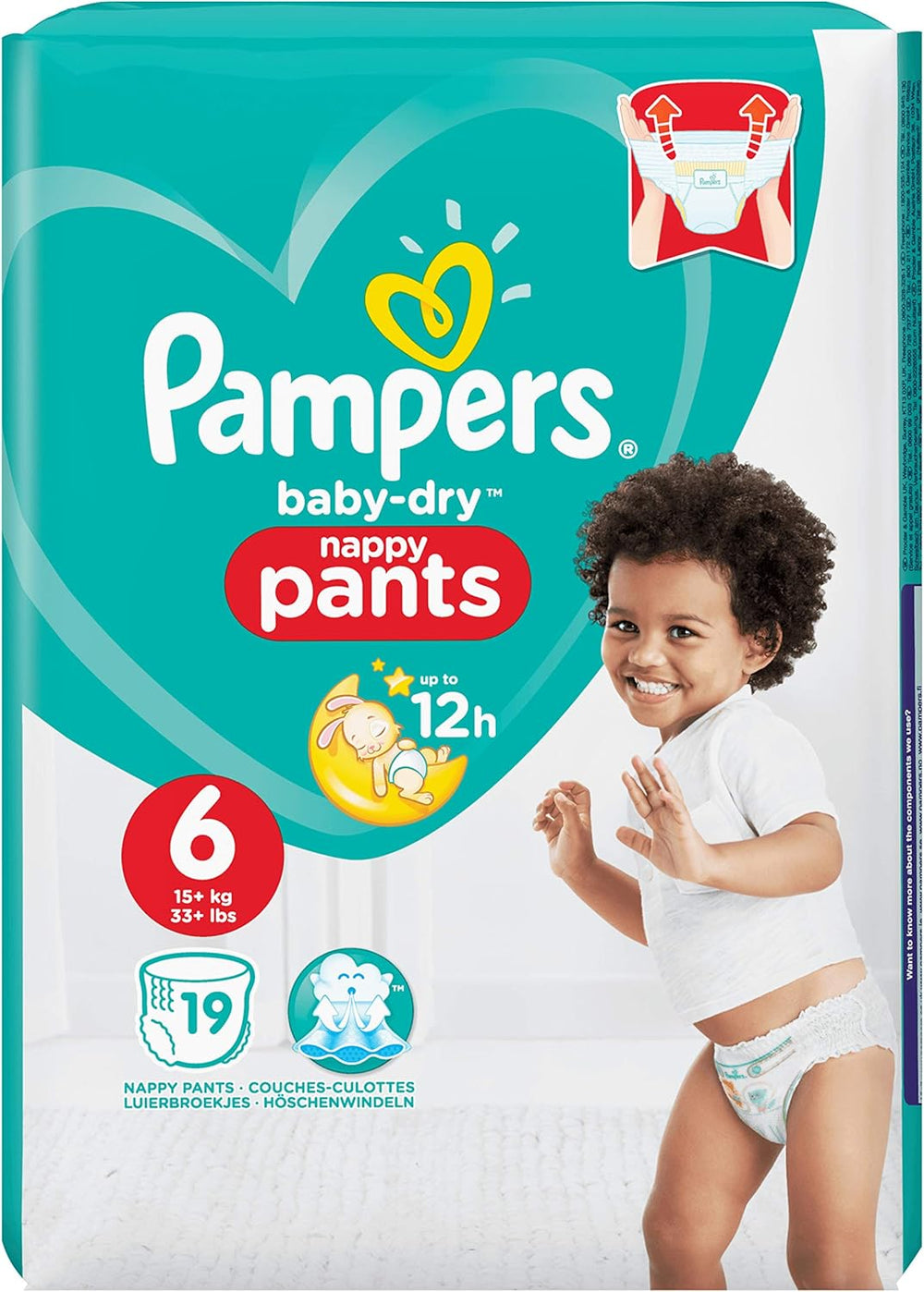 Pieluszki Pampers Baby-Dry rozmiar 8, 43 pieluchy, od 19 kg, opakowanie Jumbo+