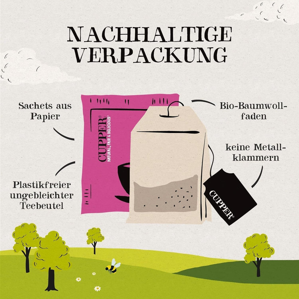 Set de ceaiuri bio Cupper „Fruity”, set cadou de ceaiuri, ceaiuri din fructe, trei sortimente diferite, 60 pliculețe de ceai nealbite, fără plastic, pachet de 3