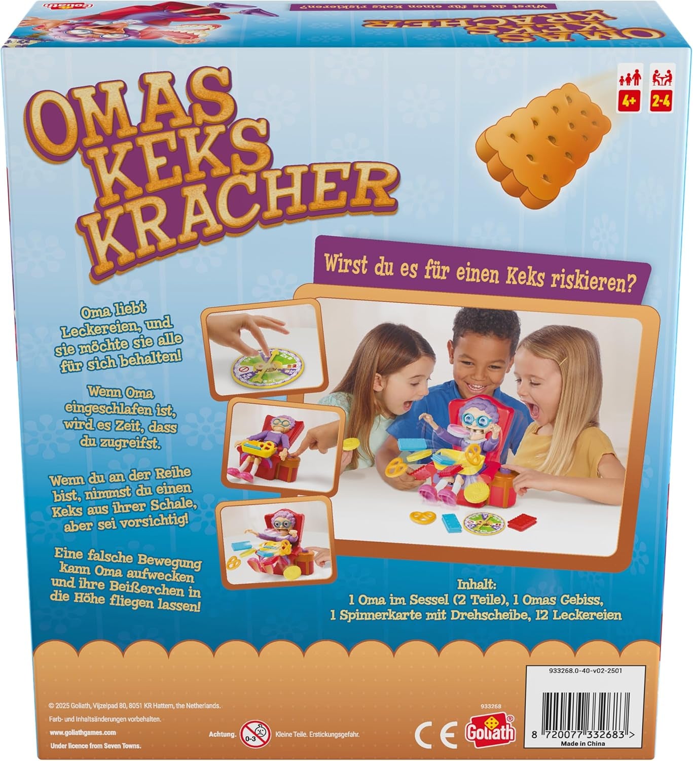 Babcia Goliat's Biscuits — zabawna gra towarzyska dla dzieci w wieku od 4 lat, ekscytująca gra reakcji dla całej rodziny, pomysł na prezent urodzinowy, gry planszowe dla 2–4 ​​graczy — 15 min