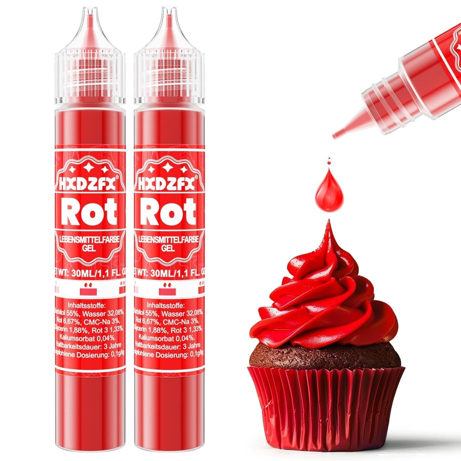 Colorant alimentar în gel - HXDZFX 2×30ml, colorant alimentar fără zahăr, foarte concentrat, pentru decorarea torturilor, fondant alb, macaroane, prăjituri, copt, ouă de Paște, slime (mov struguri)