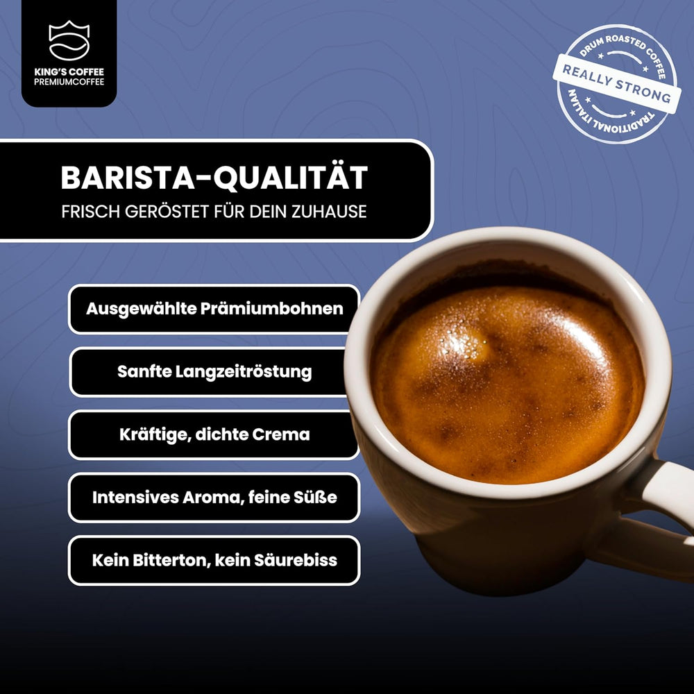 KING'S COFFEE - AMESTEC RS ESPRESSO - 1 kg boabe de cafea tari și aromate - cafea cu aciditate scăzută - cafea boabe întregi - prăjire în loturi mici din Italia - boabe de espresso pentru aparate complet automate și aparate cu portafiltru