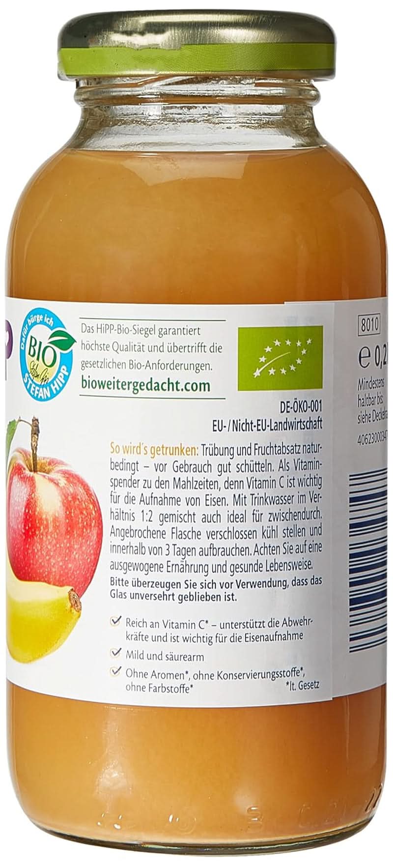 Hipp Banana-jabłko Organiczne, opakowanie 6 szt. (6 X 200 ml) Matka i Dziecko Naty Shop