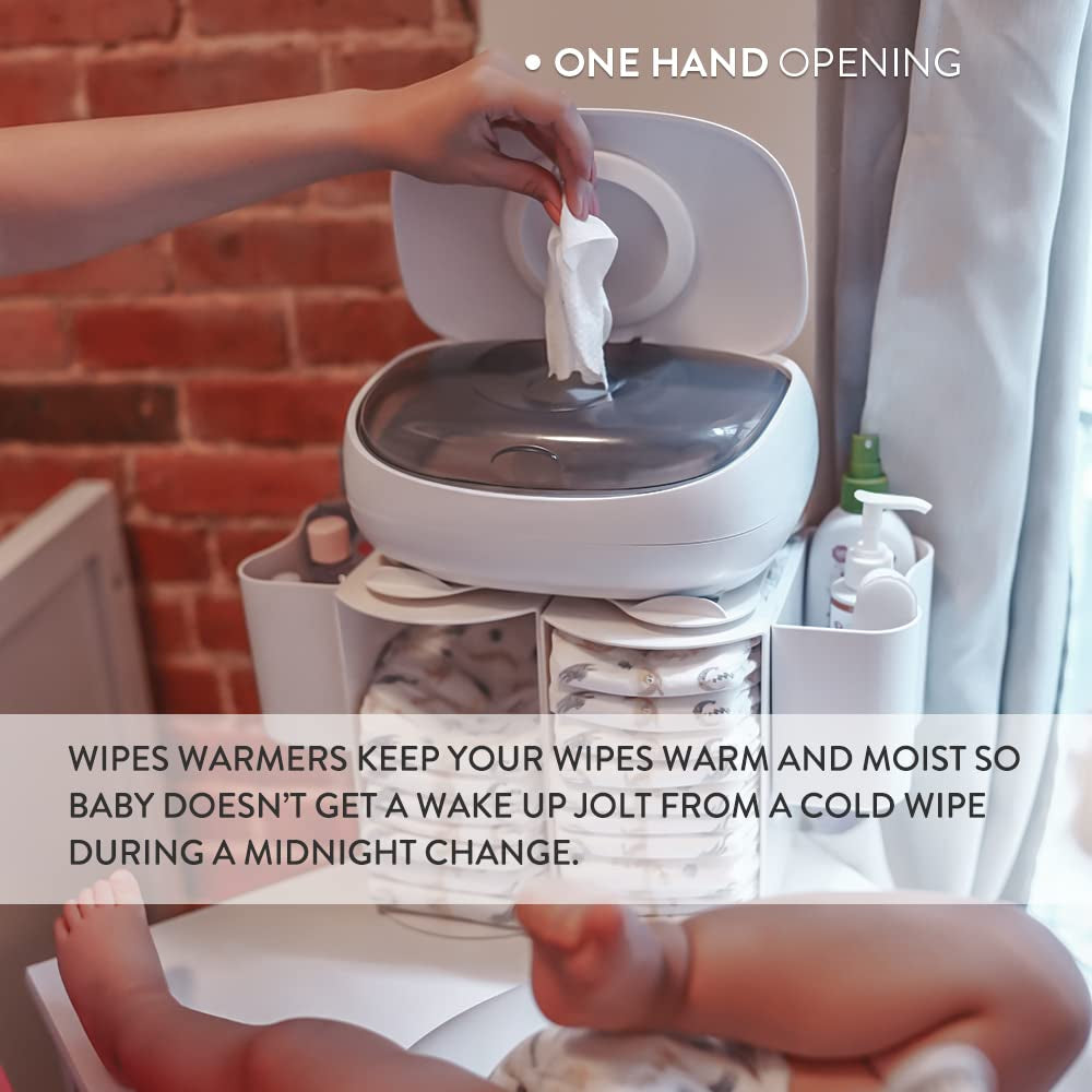 Prince Lionheart EVO Podgrzewacz do chusteczek dla niemowląt Jednorazowe chusteczki nawilżane z rozgrzewającą lampką nocną System Ever-Fresh (adaptery UE) 1 sztuka (1 opakowanie)