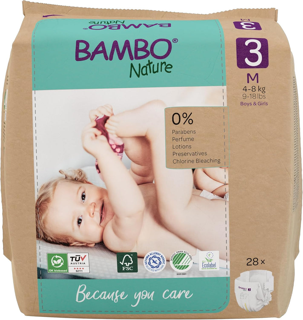 Pieluszki dziecięce Bambo Nature, rozmiar 1 (2-4 kg), 132 sztuki w pudełku miesięcznym | Pieluszki Premium ze zwiększoną ochroną przed wyciekami | Najwyższy komfort i swoboda dla noworodków | Pieluchy testowane dermatologicznie