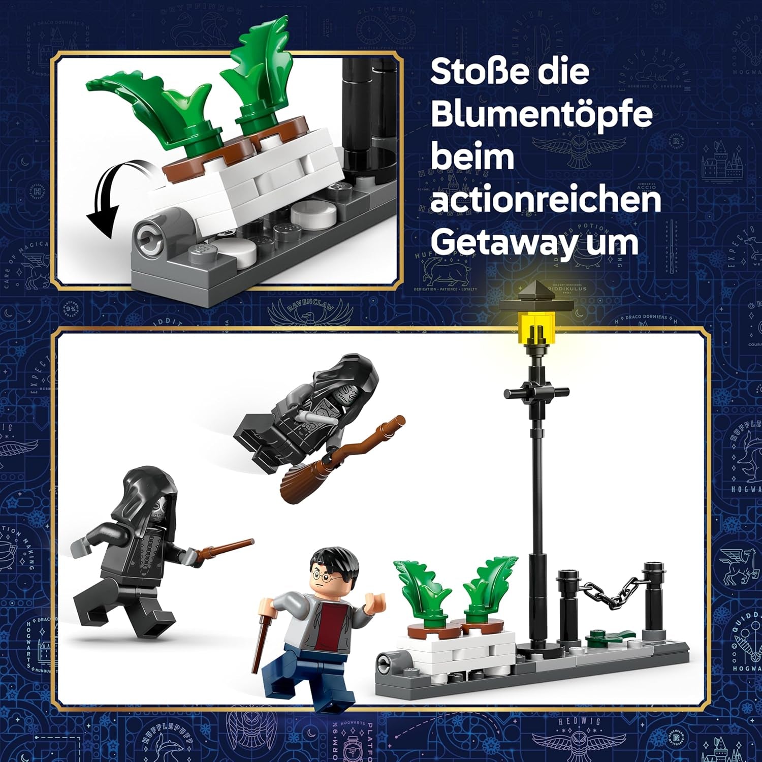 LEGO Harry Potter Hagrids und Harrys Flucht aus dem Ligusterweg - Motorrad Spielzeug mit 4 Minifiguren - 2 Todesser, eine Straßenszene - Geschenk für Mädchen, Jungen und Fans ab 8 Jahren - 76459