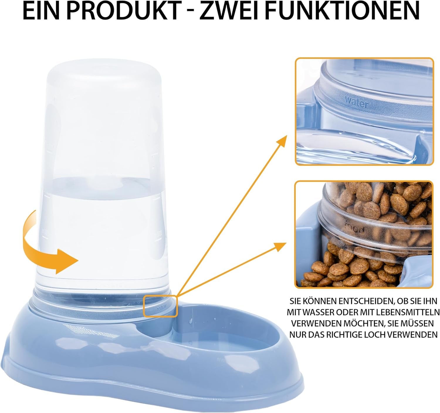 Ferplast Futter- oder Wasserspender für Hunde und Katzen AZIMUT 600 Futtertrog Woda 0,6 litra, Rutschfester Boden, 12,5 x 19 x wys. 19,5 cm niebieski