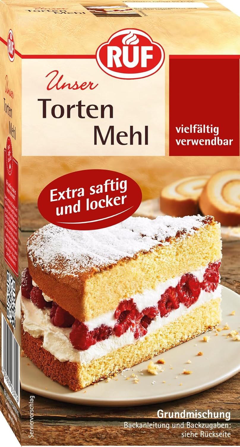 RUF Biskuit Teig, Backmischung Für Einen Saftigen Biskuitteig, Gelingsicher Und Schnell Zuberitet, Zur Herstellung Von Biskuitrollen, Biskuitkuchen Oder Tortenboden, 1 X 250G Naty Shop 400 G (opakowanie 1Er) Tortenmehl