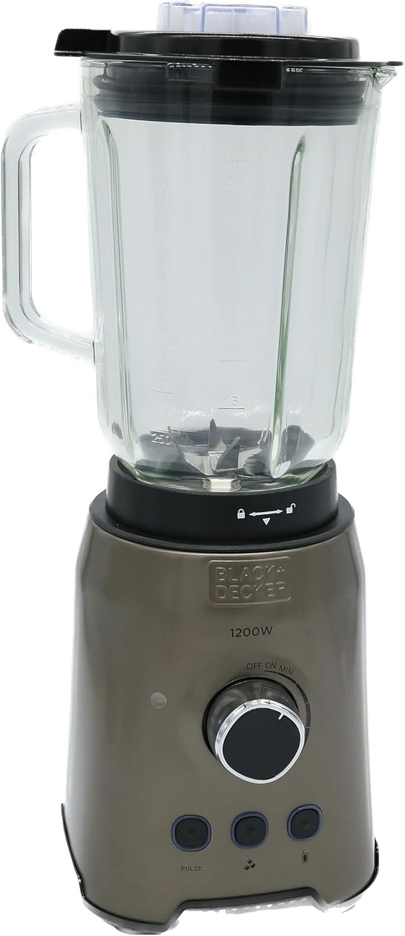 BLACK+DECKER Mikser stojący | 500W | 2 prędkości | Funkcja impulsu | Glaskrug | 1,5 l | Edelstahlmesser Mit 4 Klingen | Herausnehmbar Und Leicht Zu Reinigen | Kuchnia Weiß Und Grau Naty Shop 1200W Edelstahl