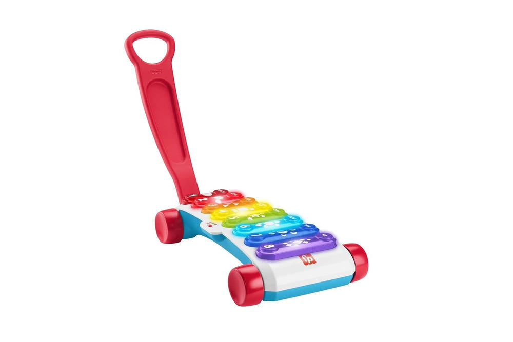 Fisher-Price Light-up gigant xilofon - instrument muzical electronic pentru a trage împreună cu melodii cu conținut de învățare, pentru copii, copii mici de la 9 luni, multicolor, versiune: franceză, HJK40 Jucarii Bebe Naty Shop Francese