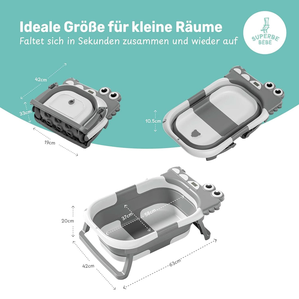 Cada de baie pliabila pentru bebelusi cu perna de baie si termometru integrat Mama si Copilul Naty Shop