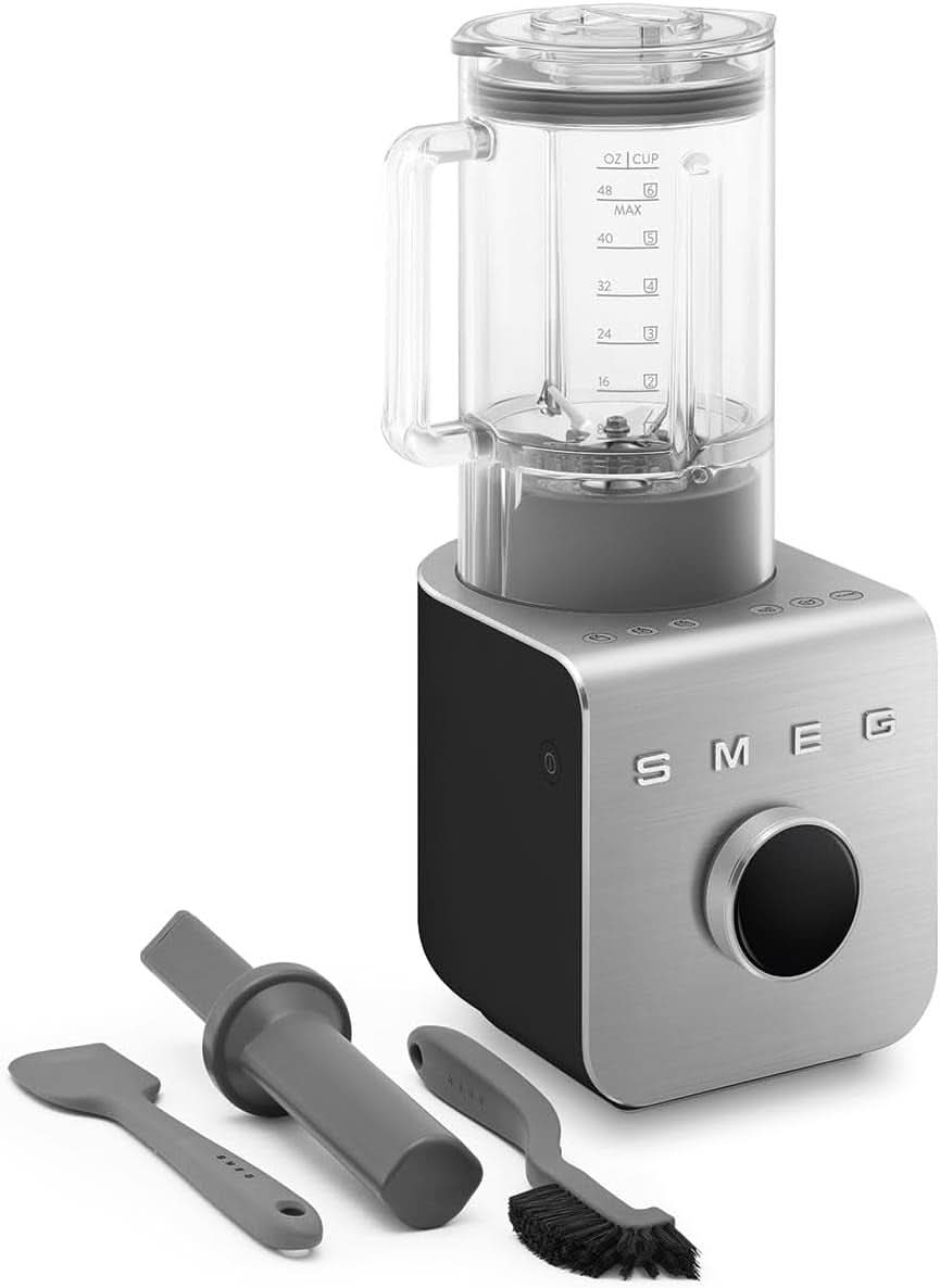 SMEG, Hochleistungsmixer BLC01BLMEU, 5 wstępnie ustawionych programów, 9 prędkości ręcznych, funkcja pauzy i impulsu, Kunststoffgehäuse, Rutschfeste Basis, 1400 W, Schwarz Kitchen Naty Shop