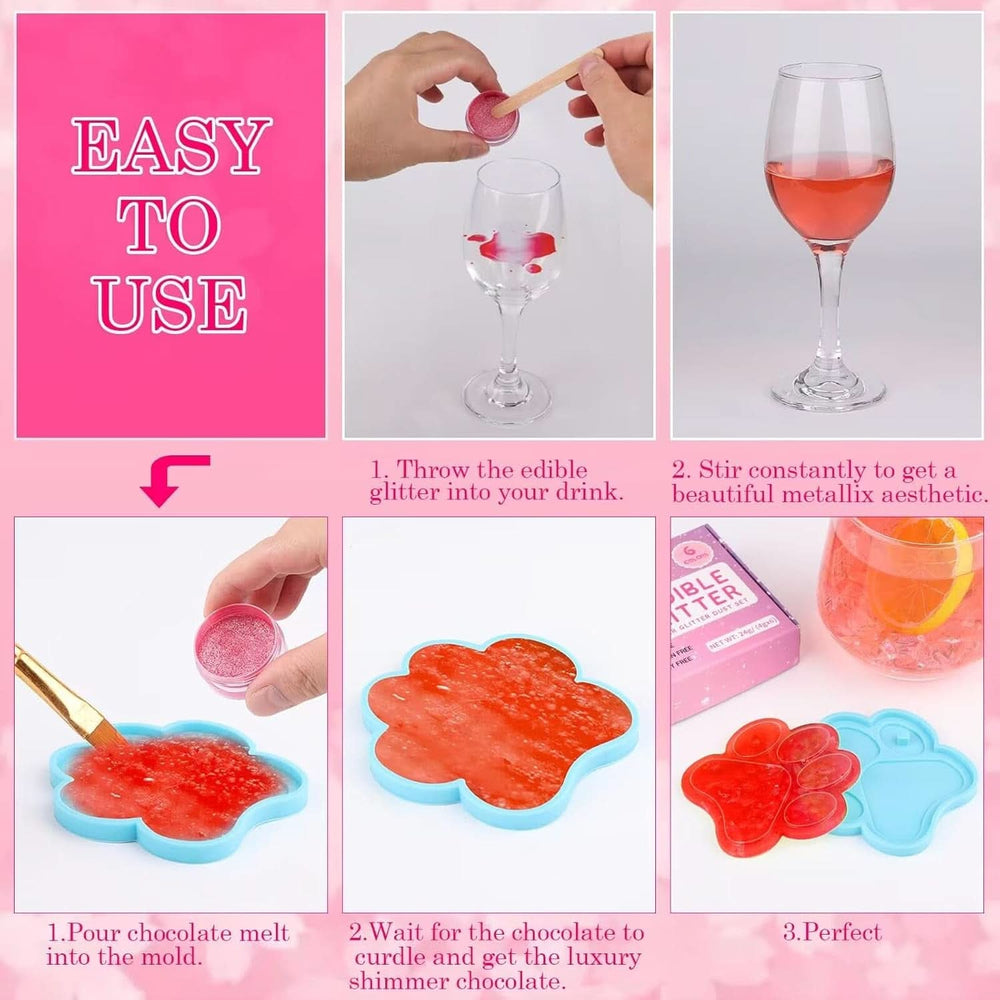 Brokat jadalny, Zestaw 4 lub 6 odcieni kolorów, 4 gramy na produkt Glitter Naty Shop