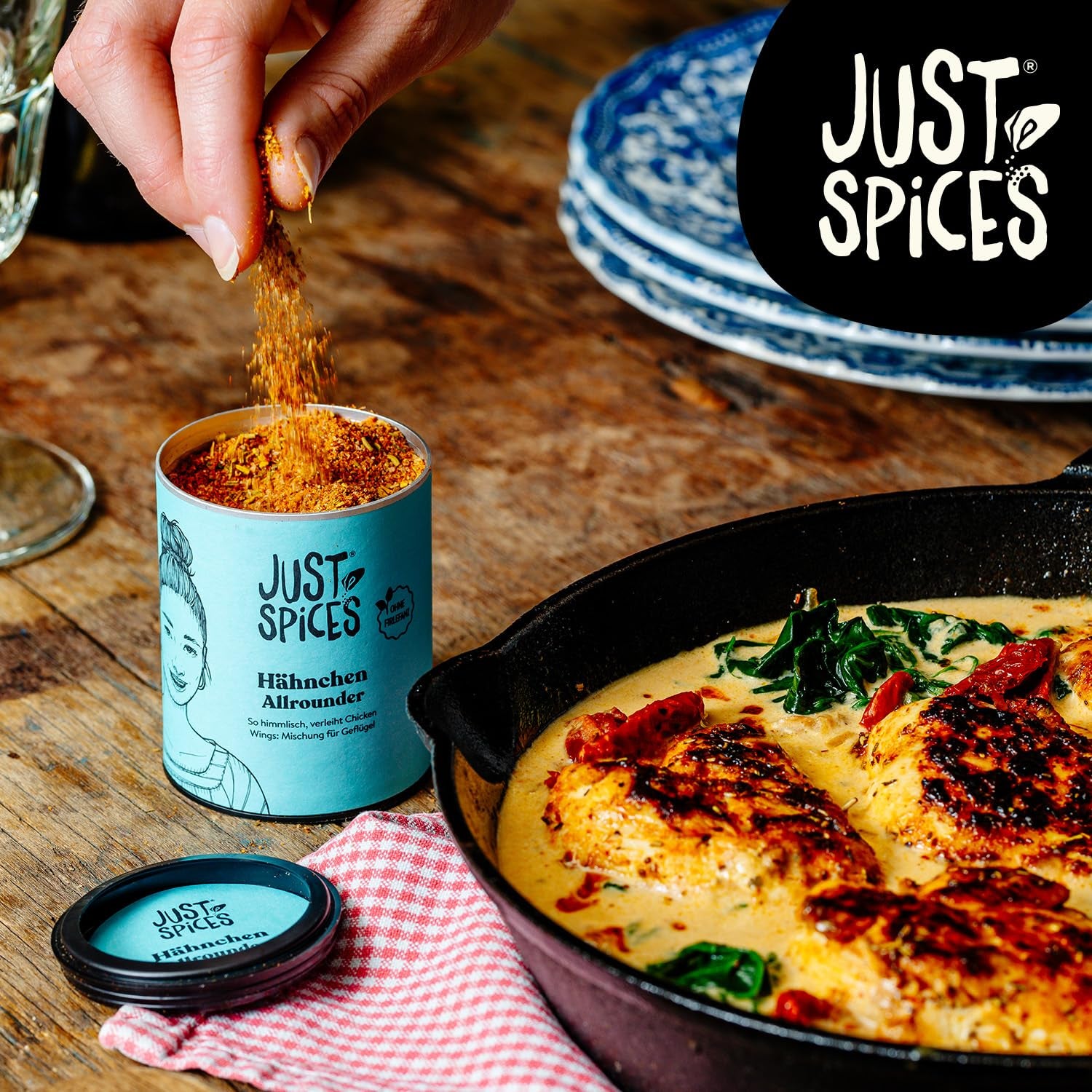 Just Spices Hähnchen Allrounder I Mariniere Geflügel, Brathähnchen, Wings und vieles mehr I Gewürzdose, 79 g