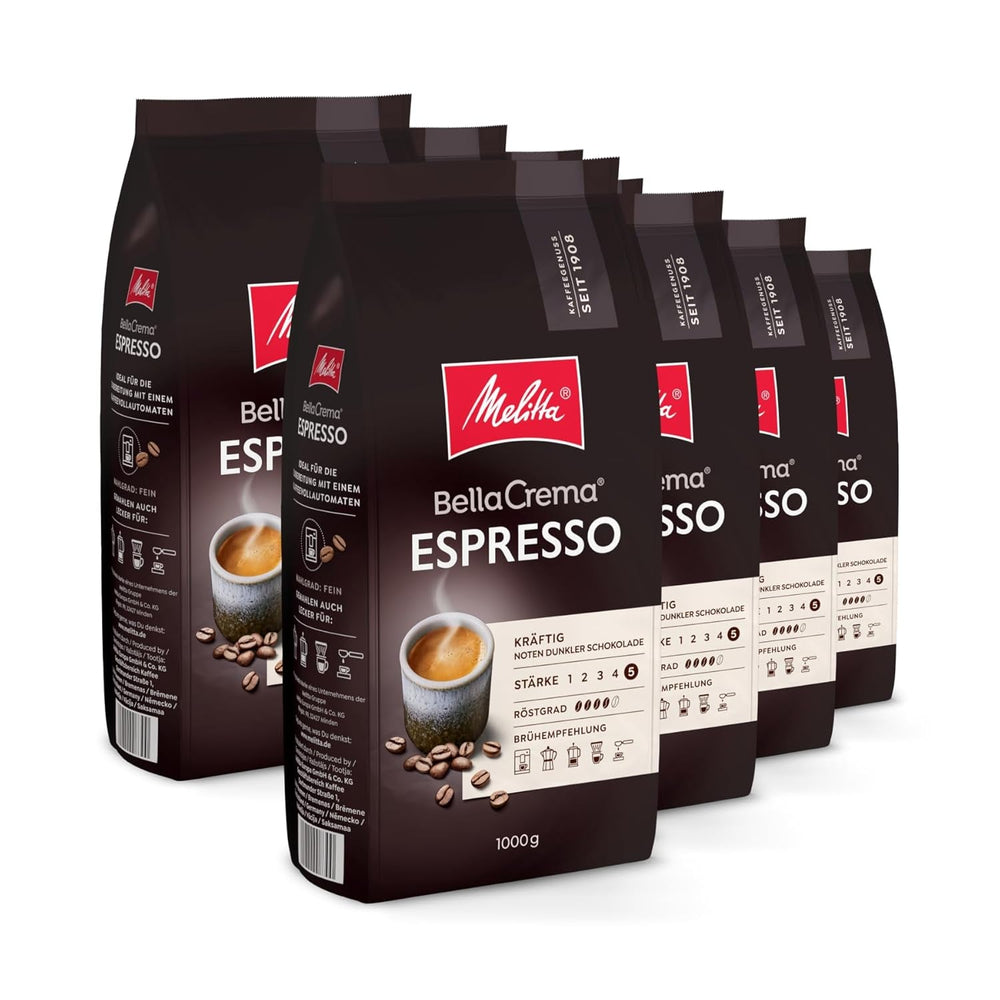 Melitta Bellacrema, boabe de cafea întregi Cafea Naty Shop 8 x 1 Kg Espresso