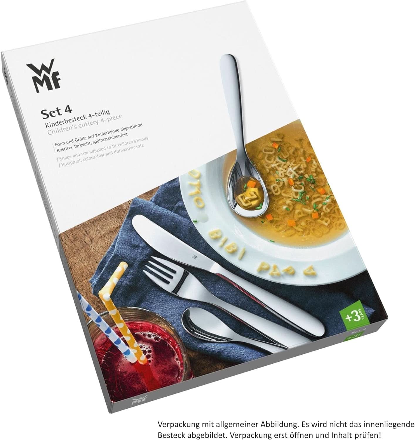 Zestaw sztućców ze stali nierdzewnej dla dzieci WMF Animals, 4 sztuki, polerowany Cromargan Kitchen Naty Shop