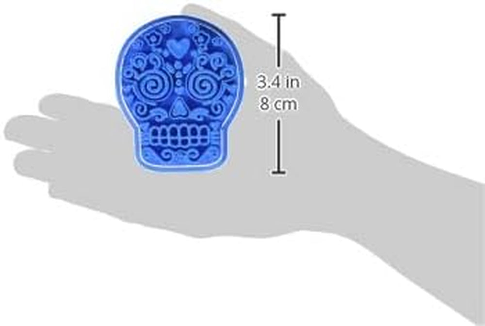 Fursecuri cu cartofi prăjiți mexicani în formă de craniu de Halloween, albastre, 8 x 7 x 1,5 cm