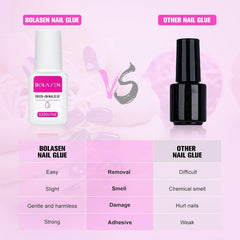 Lipici pentru unghii pentru vârfuri, BOLASEN Lipici pentru unghii extra puternic, 4 bucăți de lipici pentru unghii crăpate, Lipici pentru unghii, Lipici pentru unghii artificiale extra puternic, Lipici pentru unghii - 4 * 7 ml
