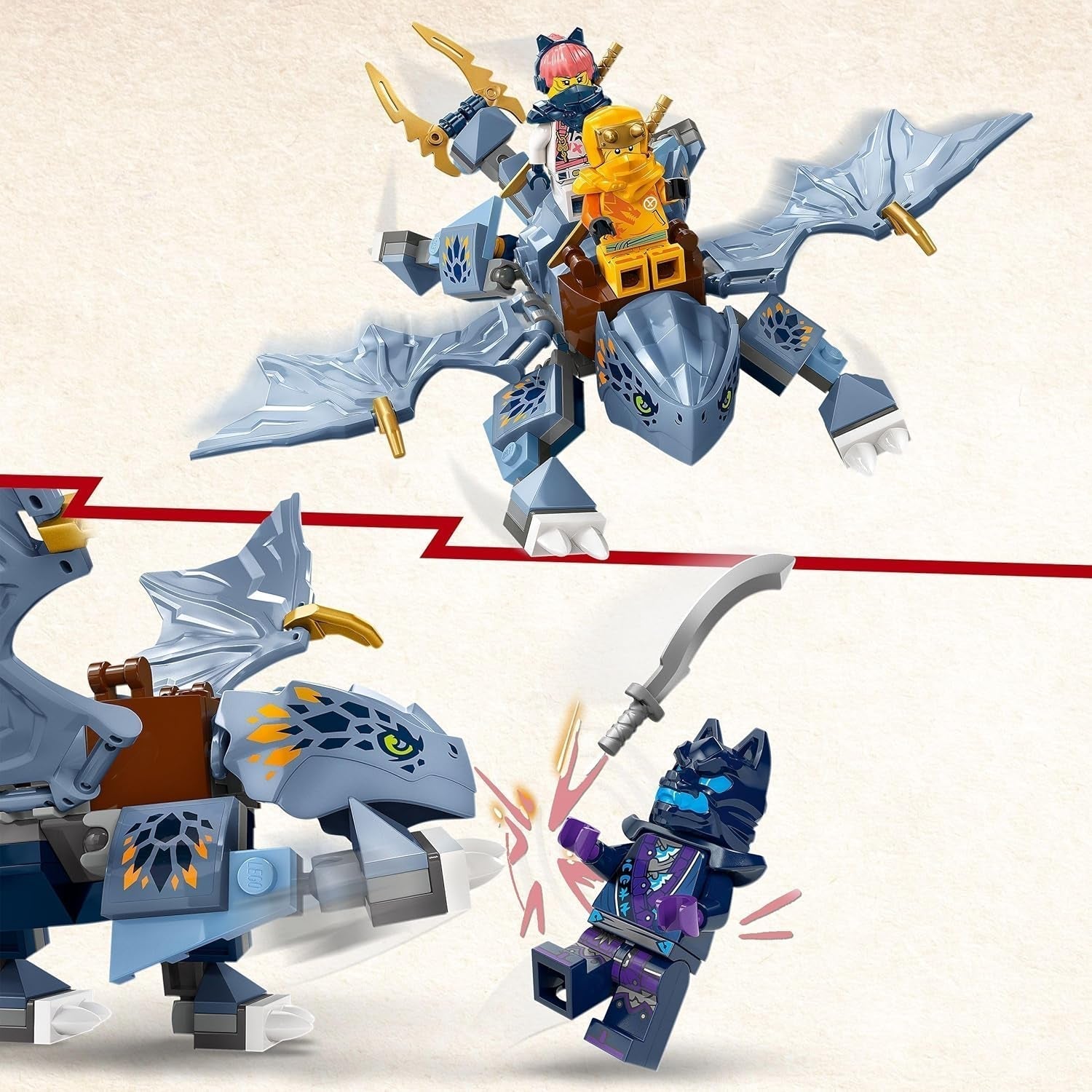 LEGO NINJAGO Mały smok Riyu Zabawka ze smokiem i trzema minifigurkami Zabawka ninja do zbudowania dla 6-latków dla chłopców i dziewcząt Pełny akcji prezent dla dzieci 71810 Zestawy do budowania Besuche den LEGO-Store