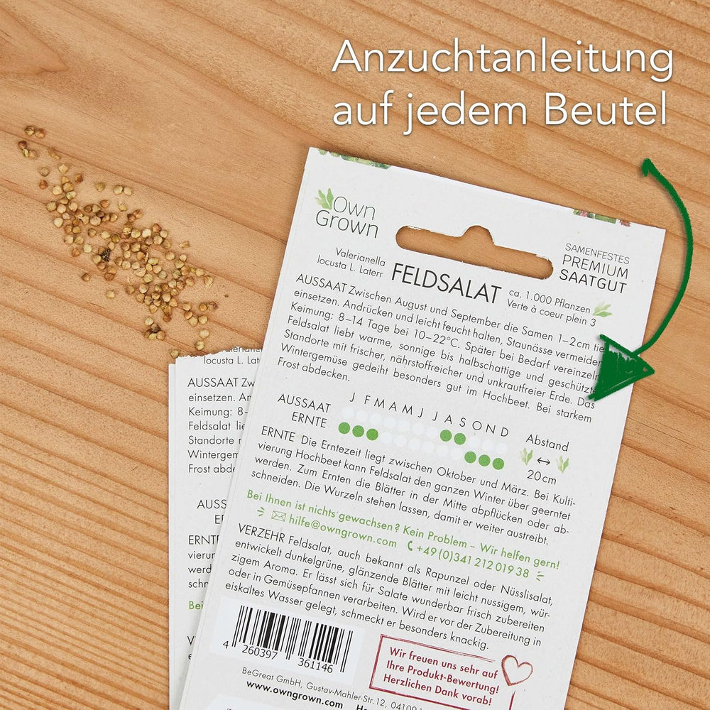 Nasiona sałaty: Zestaw 8 odmian nasion sałaty do ogrodu i na balkon - nasiona sałaty, liść gorczycy, roszponka (twarda), radicchio, nasiona endywii, cykoria - nasiona warzyw sałatkowych z OwnGrown