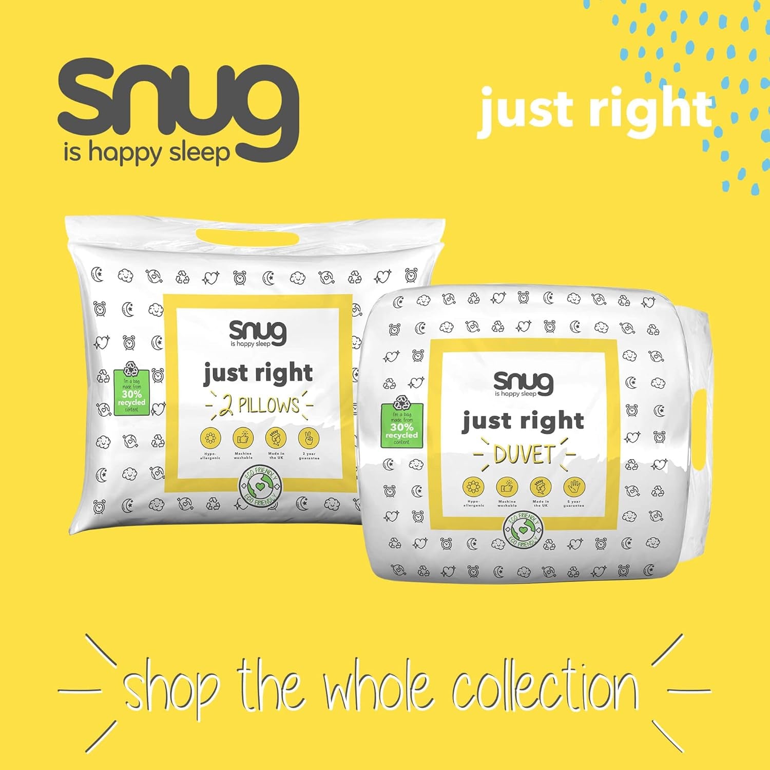 Kołdra Just Right Snug, 10,5 tog, puste włókna, biała, podwójne łóżko Kołdry i kołdry Naty Shop