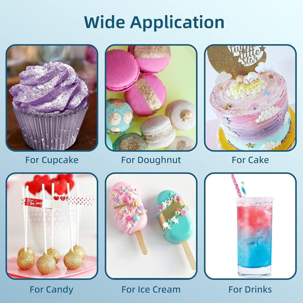 Set de sclipici comestibil - 4 culori pudră sclipici comestibilă - pudră inaromă pentru băuturi și prăjituri, ciocolată, decorațiuni cocktail, pudră colorant alimentar cu sclipici, sclipici comestibil (5 g/sticlă)