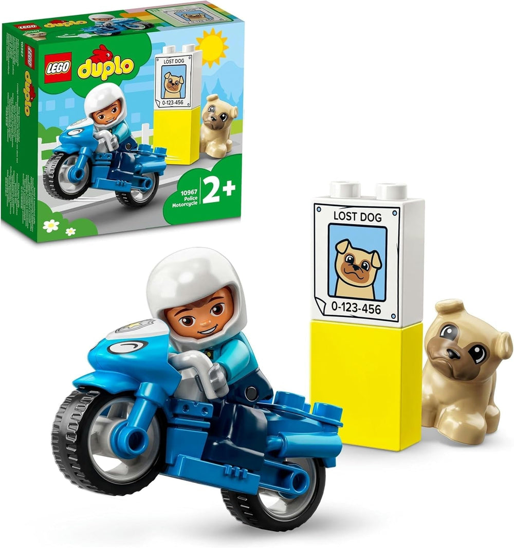 LEGO 10967 Policyjny motocykl DUPLO, Zabawka policyjna dla małych dzieci od 2. roku życia, Idealna zabawka rozwijająca umiejętności motoryczne dziecka, Zestawy do budowania zabawkowych motocykli Besuche den LEGO-Store Single