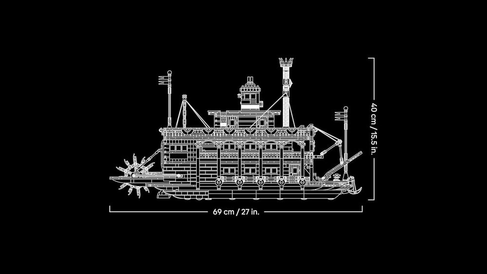 LEGO Ideas Flussraddampfer - Bauset für Erwachsene - Bootsmodell mit Innenraum & interaktiven Funktionen, inkl. funktionierendem Schaufelrad und Steuerung - DIY Geschenk für Männer und Frauen - 21356